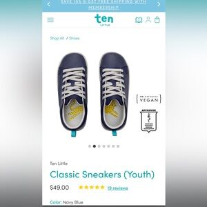 Navy size 13.5 Y girls or boys vegan leather Ten Little shoes. Worn once.